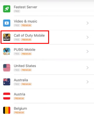 Нажмите на Call of Duty Mobile и Австралию