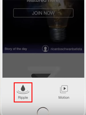 Выберите кнопку Ripple в StoryZ