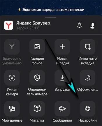 Настройки браузера Яндекс в телефоне