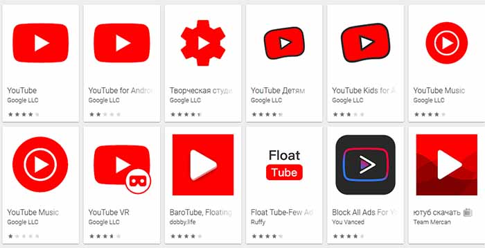 Приложения YouTube