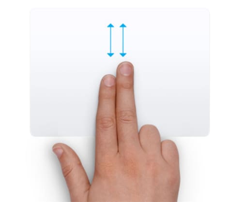Жест листания на тачпаде MacBook